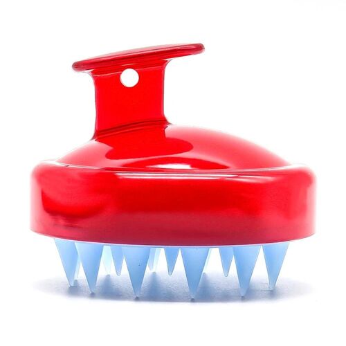 Brosse En Silicone Cuir Chevelu Shampooing Brosse De Massage Lavage Masseur Tête Cheveux Douche Peigne Rouge Transparent