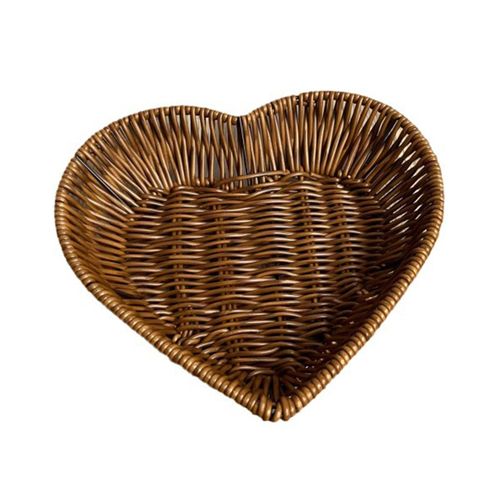 Panier Tissé En Rotin De Simulation En Forme De Coeur Paniers De Rangement De Bureau Multi-Usages Pour La Cuisine À Domicile 22 * 20 * 5