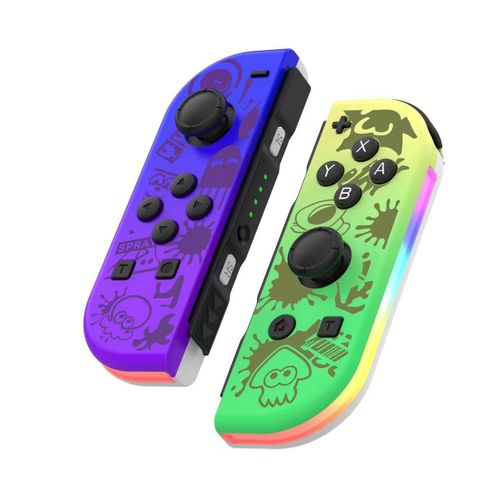 Manette pour Nintendo Switch, manettes sans fil de remplacement avec double Vibration, réveil, contrôle de mouvement, lumière RGB