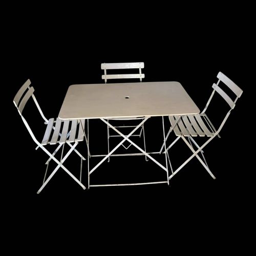 Salon De Jardin Pliant Style Bistrot Table Et 3 Chaises Blanc