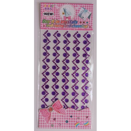 Strass Autocollant Violet En Forme De Zigzag Et Fleurs