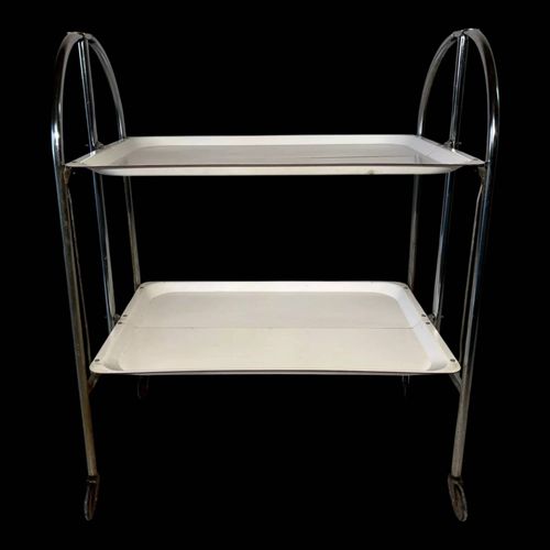Desserte Pliante Vintage En Mtal Chrom Et Plateaux Maills Blanc