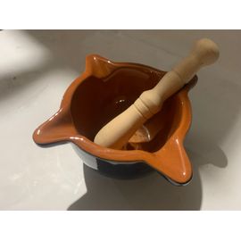 Mortier Céramique Avec Pilon En Bois D 20 Cm