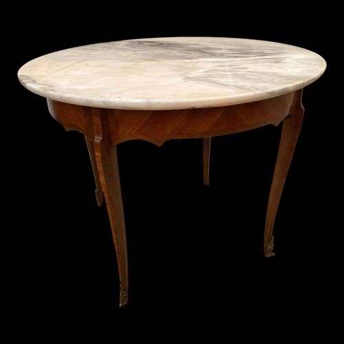 Table Basse Ronde Marbre Style Louis Xv Blanc