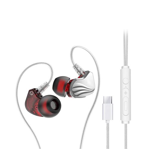 Audio Wired Sport Earbuds Écouteurs intra-auriculaires Microphone d'entrée pour périphériques de sortie audio de type C Argent