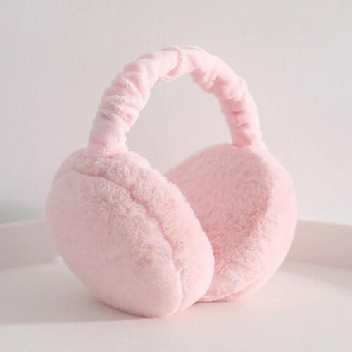 Casual Réglable Hiver Cache-oreilles Doux Pliable Couverture D'oreille Unisexe Couleur Unie Rose