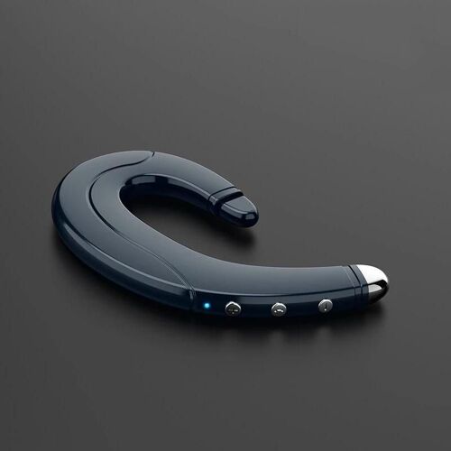 Conduction osseuse sans fil Bluetooth à oreille unique Casque de port indolore pour téléphone portable bleu
