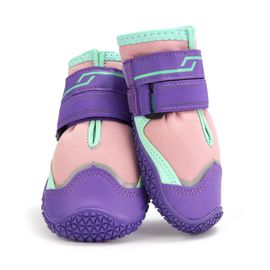 2pcs Polaires Chaudes Bottes Pour Chien Pour L'hiver Résistant À L'eau Protection Contre La Neige Patte Chaussures Pour Grand Chien Rose Violet,1