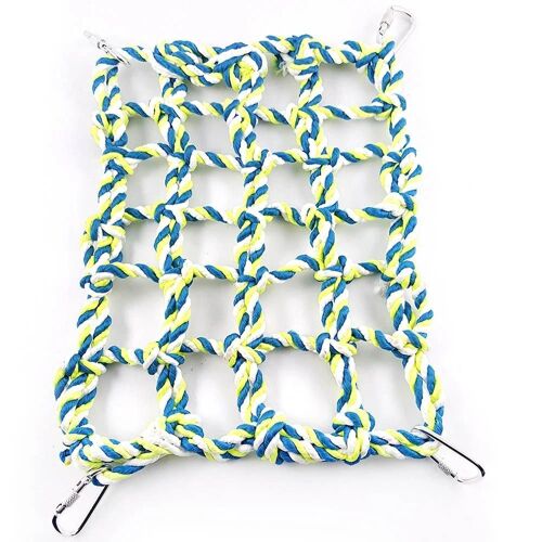 Perroquets Pour Animaux De Compagnie Corde Tissée Hamac Petit Animal Hamster Oiseaux Filet D'escalade Jouet Vert S