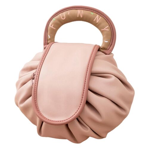 Sac de rangement cosmétique de voyage pour femmes avec cordon de serrage Portable Grand sac de capacité Cadeau pour anniversaire Noël rose