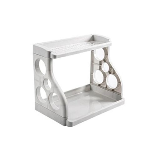 Organisateur de support d'épices à 2 niveaux de cuisine polyvalent Porte-ustensiles de cuisine autoportant Organisateur d'étagère pour bocaux Bouteille Gris