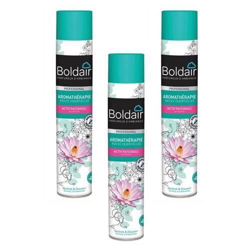 BOLDAIR Lot de 3 Désodorisants Aromathérapie 500 ml Activ Sensitive patchouli personnes sensibles