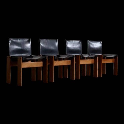 Ensemble De 4 Chaises De Salle Manger Monk Par Afra Et Tobia Scarpa Pour Molteni Noir