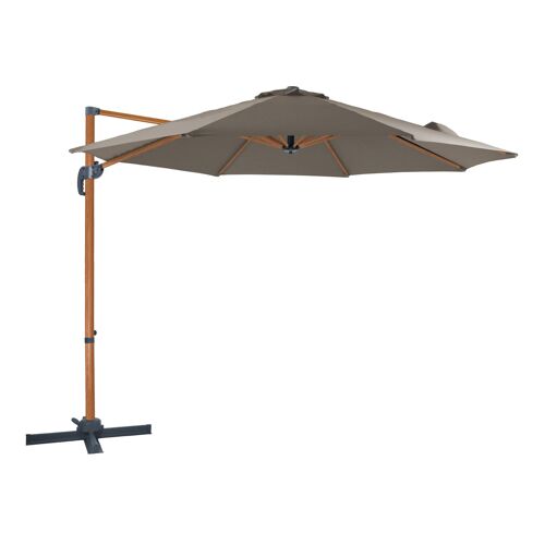 Axi Marisol Parasol Déporté Aspect Bois/Taupe - Parasol Déporté Rectangulaire Ø 300cm - Parasol Pied Déporté, Structure Aluminium - Rotation 360 - Parasol Déporté Inclinable - Résistant Aux Uv