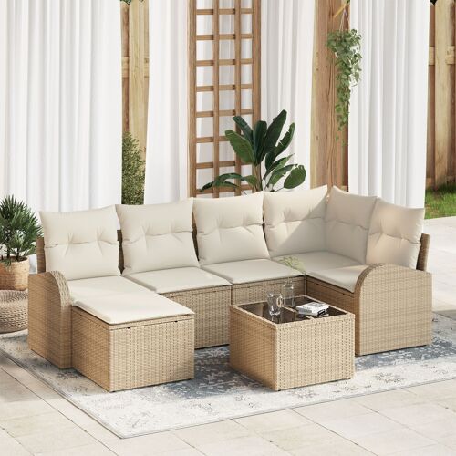 Vidaxl Ensemble De Canapé De Jardin De 7 Pièces Avec Coussins En Rotin Synthétique Marron, Vidaxl Canapé De Jardin 2 Places Avec Rangement Et Coussins En Rotin Synthétique Beige