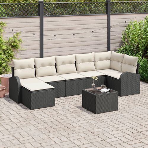 Ensemble De Canapés De Jardin De 7 Pièces Avec Coussins Rattan Poly Marron Vidaxl, Canapé De Jardin 2 Places Avec Rangement Et Coussins Rattan Poly Noir Vidaxl