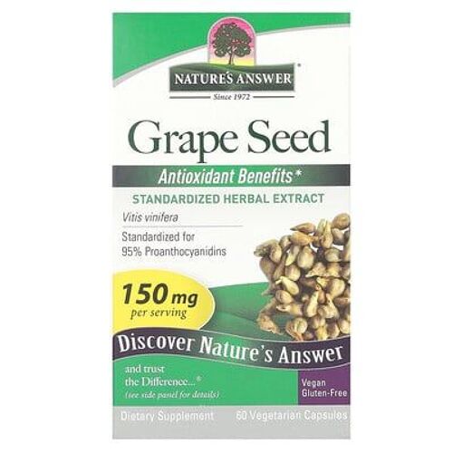 Nature's Answer Pépin De Raisin, 150 Mg, 60 Capsules Végétariennes 