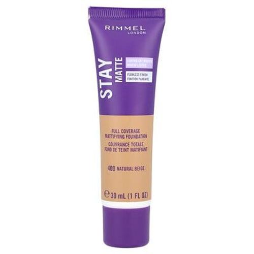 Rimmel London Stay Mate, Fond De Teint Matifiant À Couvrance Totale, 400 Natural Beige, 30 Ml 