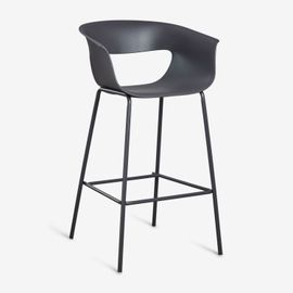 Tabouret Haut De Jardin En Polypropylène Et Fer Alanys Gris Graphite ¿75 Cm