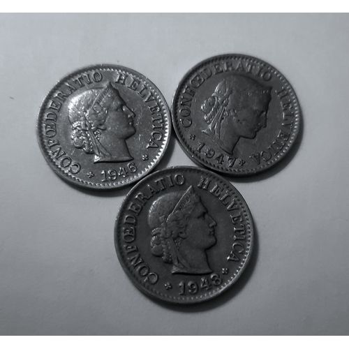 Lot 3 Pièces Circulantes 5 Centimes Tête De Libertas (Déesse Romaine De La Liberté) 1943 1946 1947 Su_15