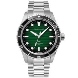 Montre Homme Inti Argenté Cadran Vert Bracelet Acier Argenté 22 Mm
