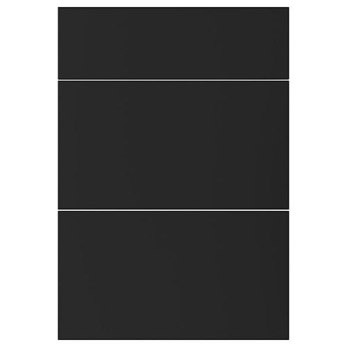 Façade De Cuisine 1 Tiroir Et 2 Casseroliers Stevia Noir Mat L. 50 Cm X H. 72 Cm Goodhome