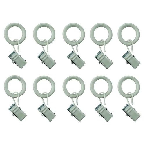 10 anneaux clip pour barre à rideau Anafi GoodHome ¿16/19 mm blanc