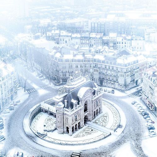 Toile imprimée Lille Porte de Paris neige 75 x 75 cm
