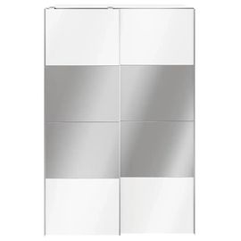 Armoire Penderie Portes Coulissantes Blanches Brillantes Et Miroir Goodhome Atomia H. 225 X L. 150 X P. 63,5 Cm