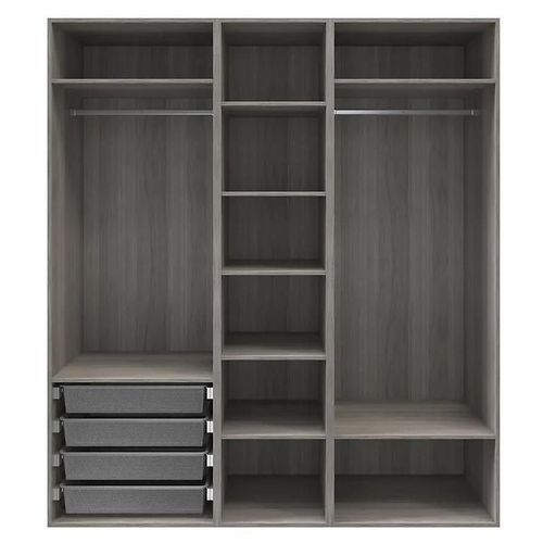 Dressing Effet Chêne Grisé 6 Tablettes 4 Paniers Goodhome Atomia H. 225 X L. 200 X P. 58 Cm