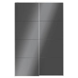 Armoire Penderie Portes Coulissantes Blanches Et Anthracite Brillant Goodhome Atomia H. 225 X L. 150 X P. 63,5 Cm