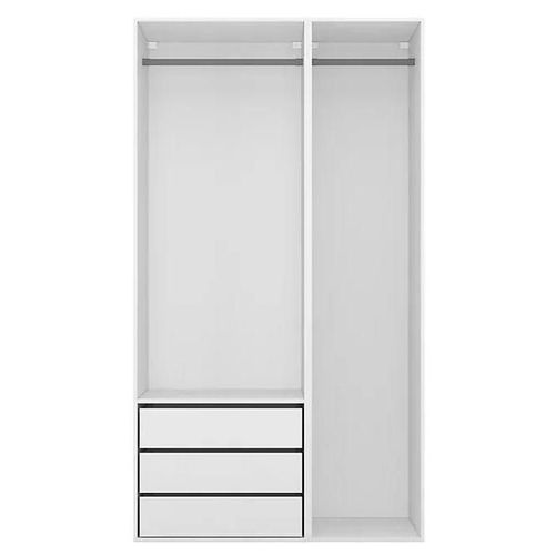 Dressing Blanc Double Penderie 3 Tiroirs Goodhome Atomia H. 225 X L. 125 X P. 58 Cm