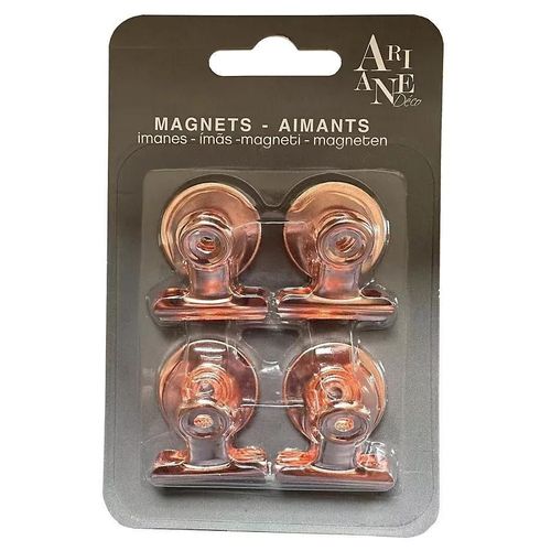 Lot de 4 magnets clips en métal cuivré Ariane L.3 x l.3,5 x H.2,5 cm