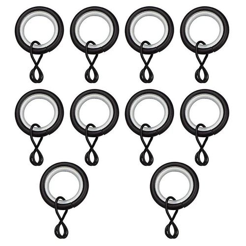 10 anneaux clip pour barre à rideau Nisis GoodHome ¿10mm noir