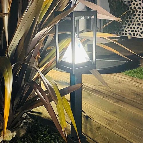 Borne Led Extérieur Solaire Keops 75/600lm 6w Ip44 Blanc Neutre Noir Lumihome L.15 X H.70 Cm