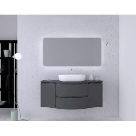 Meuble Salle De Bain Suspendu Anthracite Mat 120x45x40 Cm - MDF, 2 Portes - Sans Lavabo - Gain De Place, Rangement Pratique