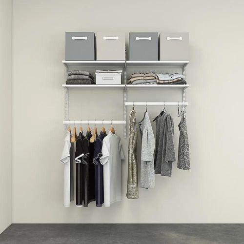 Rangement Ouvert Mural 2 Colonnes Avec Penderie H. 200 X L. 132 X P. 40 Cm