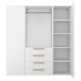 Armoire Penderie Semi-Ouverte Blanche 4 Tiroirs Goodhome Atomia H. 187,5 X L. 175 X P. 58 Cm
