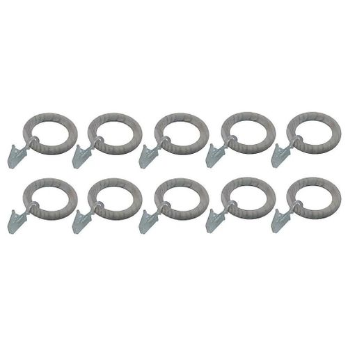 10 anneaux clip pour barre à rideau Chalki GoodHome ¿28 mm blanc