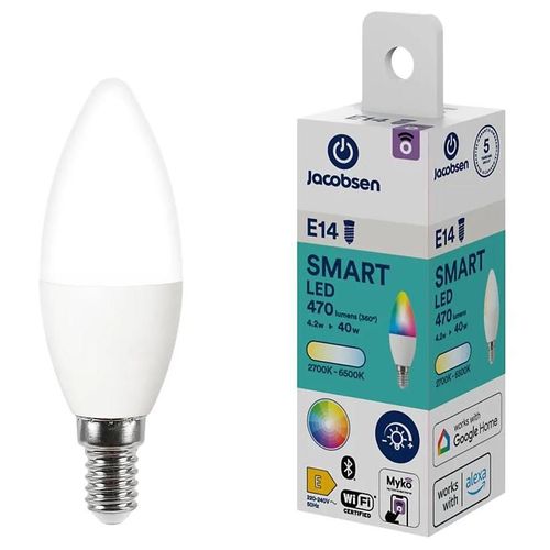 Ampoule Led Connectée Myko E14 Flamme 470lm=40w Variation De Blancs Et Couleurs Jacobsen Blanc