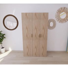 Armoire Effet Chêne Double Penderie 3 Tiroirs Goodhome Atomia H. 225 X L. 125 X P. 58 Cm
