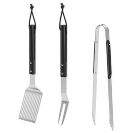 Lot de 3 ustensiles pour barbecue GoodHome en acier inoxydable noir
