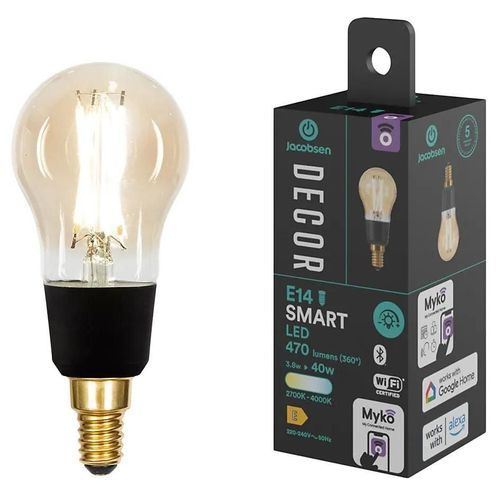 Ampoule Led Connectée Myko E14 Mini Globe À Filament 470lm=40w Variation De Blancs Jacobsen Ambrée