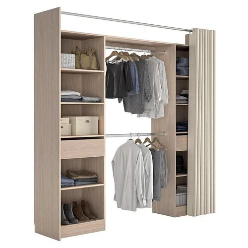 Kit Dressing 2 Colonnes Réversibles Avec 2 Tiroirs Effet Chêne Balsam H. 220 X L. 220 X P. 48 Cm