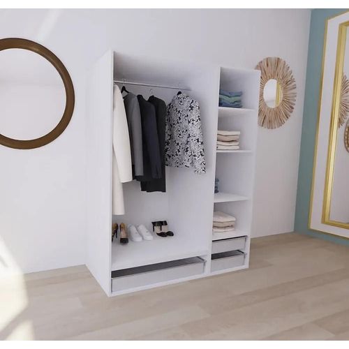Dressing Blanc 3 Paniers Goodhome Atomia H. 187,5 X L. 150 X P. 58 Cm