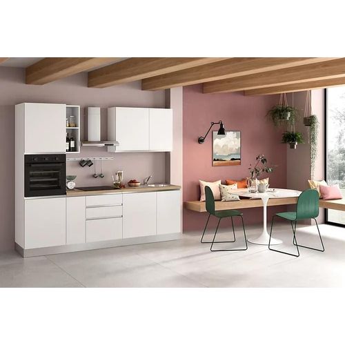 Cuisine Complète Montée All In Mimosa Blanc L. 255 Cm Avec Électroménager