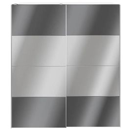 Armoire Penderie Portes Coulissantes Anthracite Brillant Et Miroir Goodhome Atomia H. 225 X L. 200 X P. 63,5 Cm