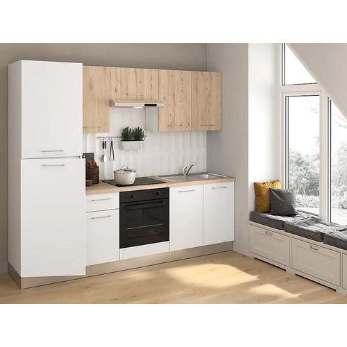 Cuisine Complète Pré-Montée All In Urban Décor Bois Et Blanc L. 250 Cm Avec Électroménager