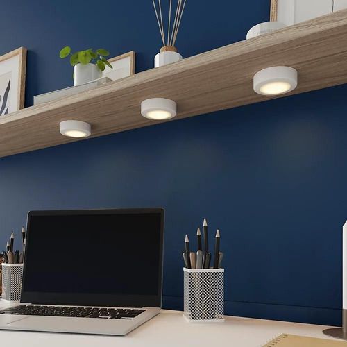 3 Spots À Pile Bly Bo Led Intégrée Variation De Blancs Ip20 80lm 1w Ø8xh.2,5cm Blanc Goodhome