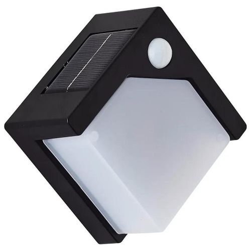 Applique Murale Extérieur Solaire À Détection Led Intégrée Camino 2w 300lm Ip44 Blanc Froid L.13,5 X H.6,3 Cm Noir